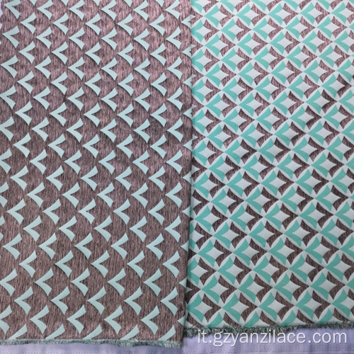 Tessuto jacquard geometrico satinato blu